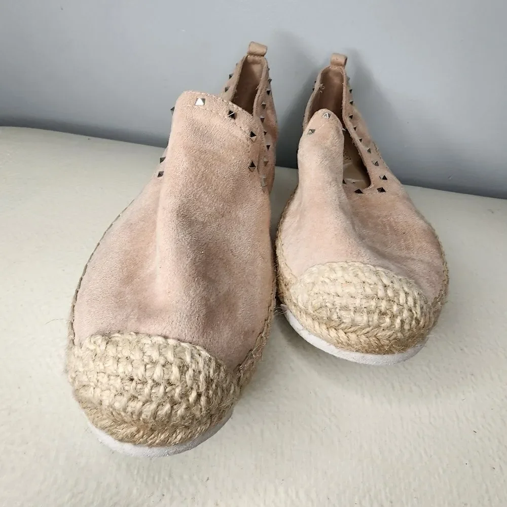 Marc Fisher Women's Chequer Flats Size 7 Blush Pink Espadrille Slip On Shoe